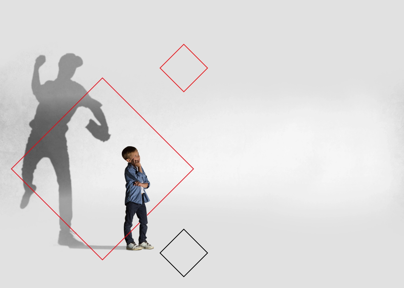 Imagen de fondo con un niño pensando en su futuro